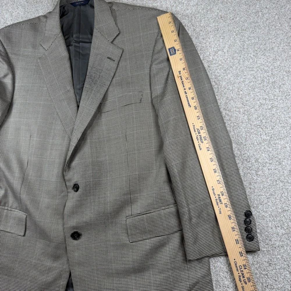Brooks Brothers Blazer Mens 44R Grey Silk Wool Madison Houndstooth E. Thomas